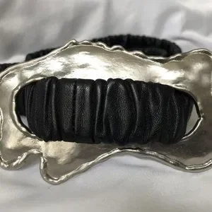 Henri Bendel Large Black Leather Belt Silver Buckle henri bendel | Accessories | Henri Bendel Large Black  main image 2
